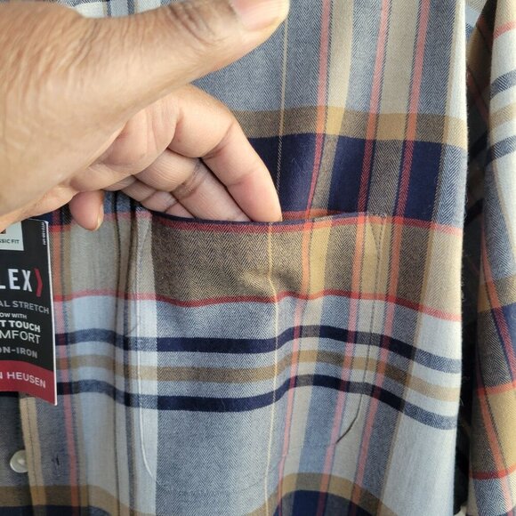 Van Heusen Flex Long Sleeve Men’s Button-Down Shirt (Size: Large) - Picture 5 of 15